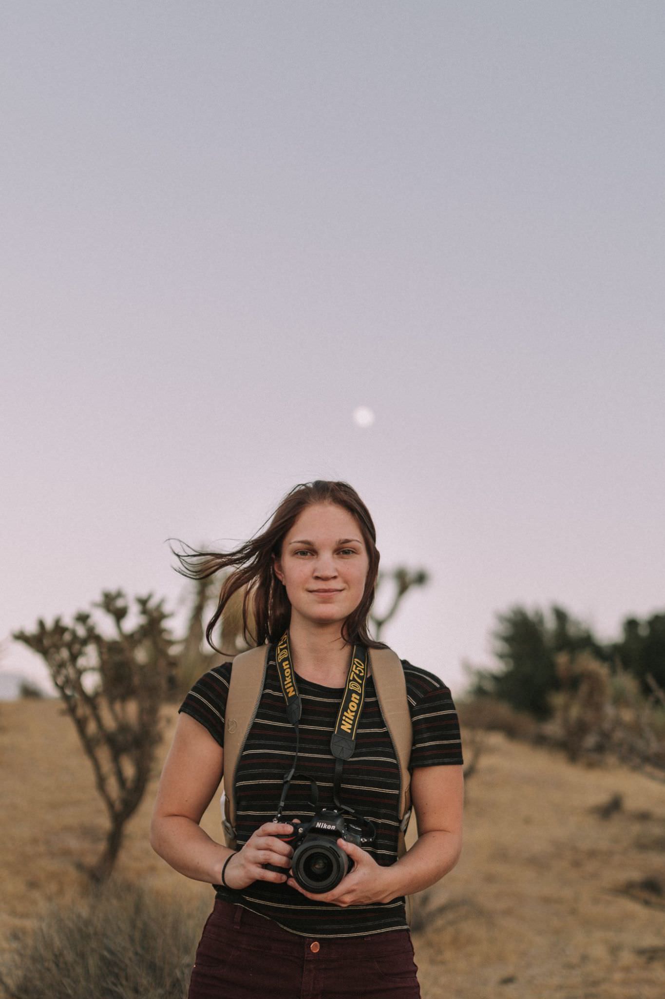 portrait of photographer in the joshua tree desert in california