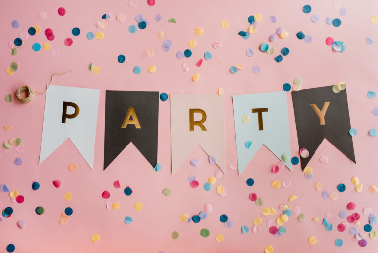 party banner with confetti