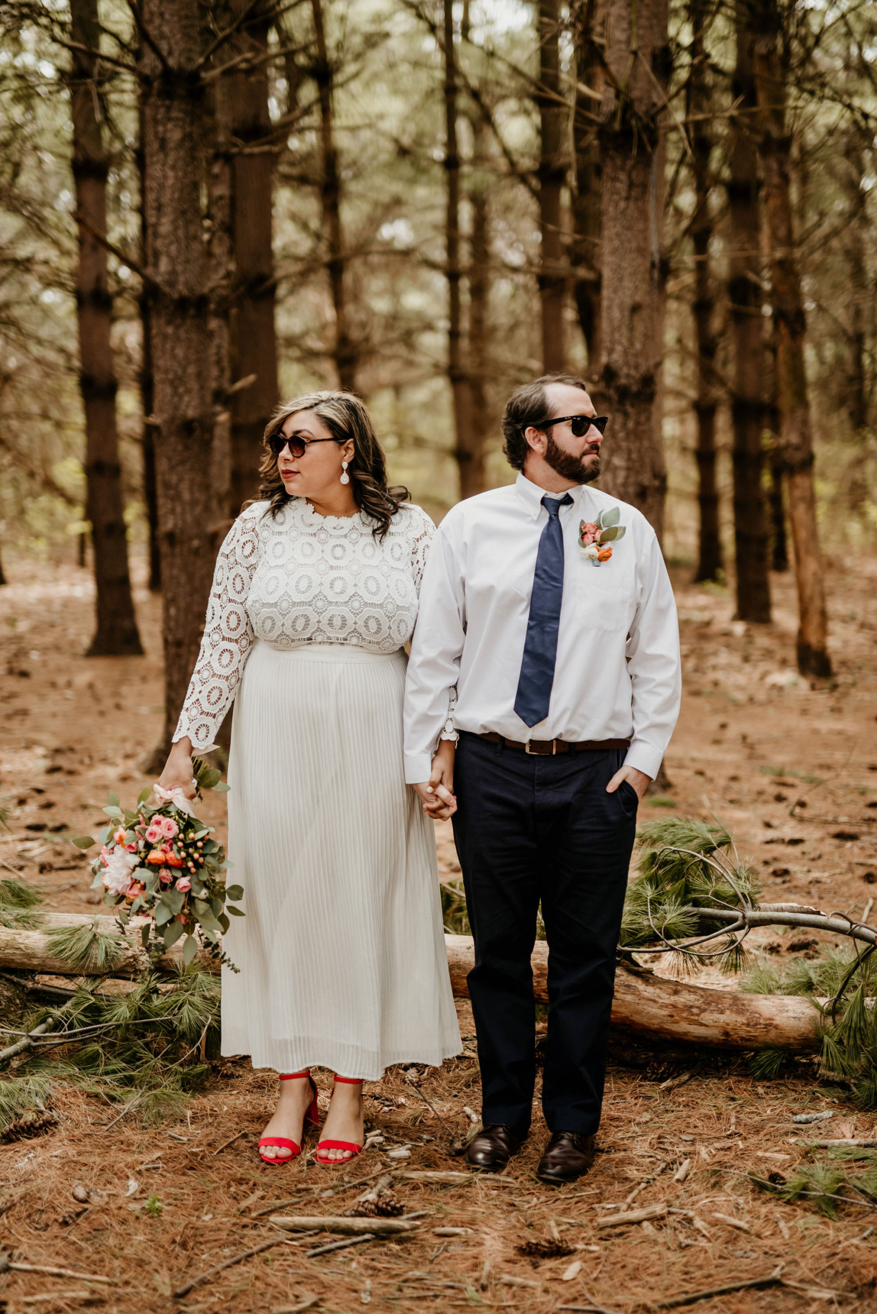 couple eloping in woods