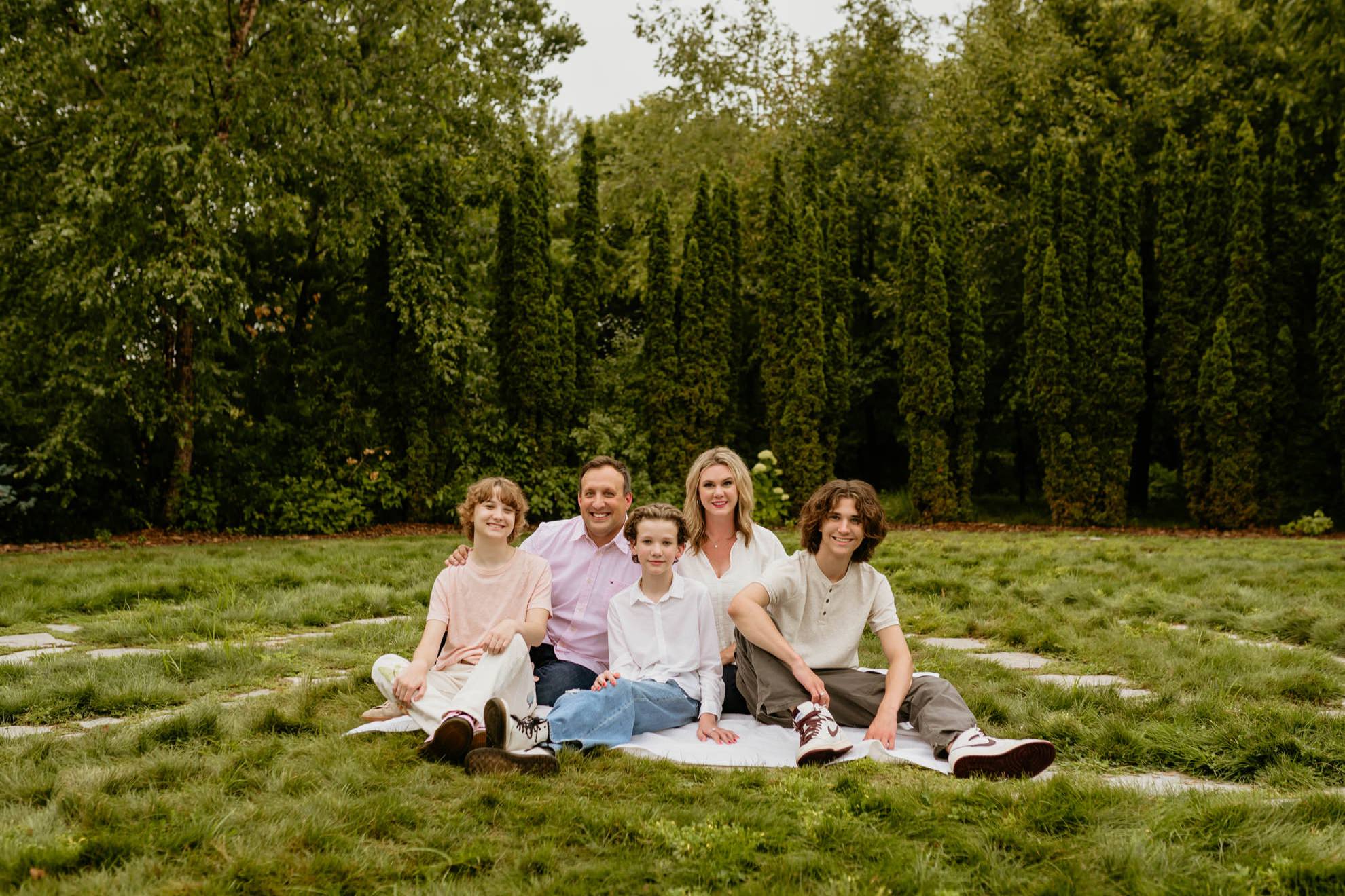 family photo taken at beautiful millennium garden in plymouth minnesota